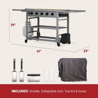 Image showing 8 th TYTUS Anaheim 5-Burner Propane Gas Flat Top Griddle, 600 sq. in., Gray