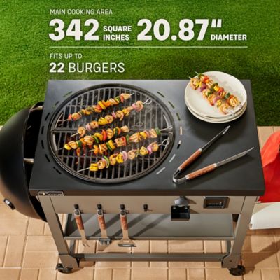 Image showing  Anaheim Charcoal Kettle Grill with Cart, 342 sq. in., Gray