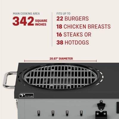 Image showing 7 th TYTUS Anaheim Charcoal Kettle Grill with Cart, 342 sq. in., Gray