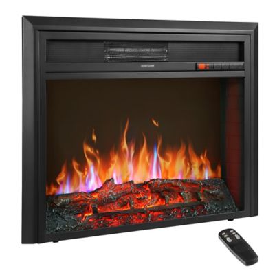 Upland 28 in. 1,500W Electric Freestanding Fireplace with Remote Control, 28 in. x 22 in., Black