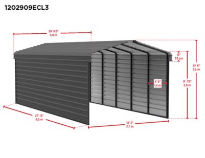 Image showing  12 ft. x 29 ft. x 9 ft. 3-Sided Carport, Eggshell