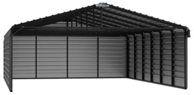 Arrow 20 ft. x 29 ft. x 7 ft. 3-Sided Carport, Charcoal