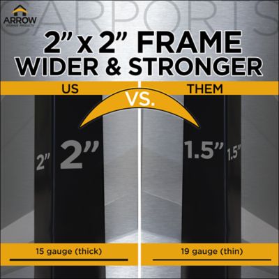 Image showing 6 th Arrow 12 ft. x 20 ft. x 7 ft. 3-Sided Carport, Charcoal