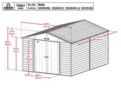 Image showing Arrow 6 ft. x 4 ft. x 6 ft. Outdoor Steel Metal Shed, Light Gray