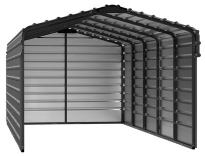 Arrow 10 ft. x 24 ft. x 7 ft. 3-Sided Carport, Charcoal