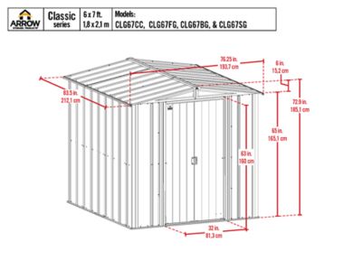 Image showing  6 x 7 x 6 ft. Outdoor Steel Shed, Blue