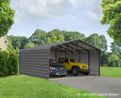 Image showing  20 ft. x 24 ft. x 9 ft. 3-Sided Carport, Charcoal