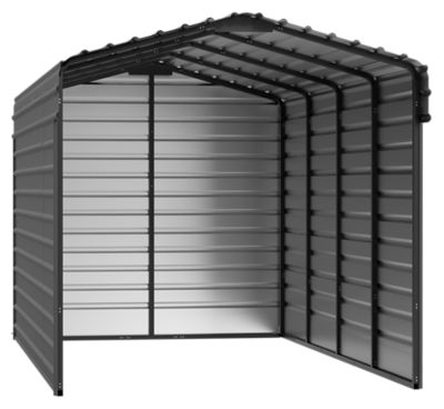 Arrow 10 ft. x 20 ft. x 9 ft. 3-Sided Carport, Charcoal