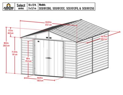 Image showing Arrow 10 ft. x 4 ft. x 6 ft. Outdoor Steel Metal Shed, Green