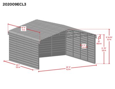 Image showing  20 ft. x 20 ft. x 9 ft. 3-Sided Carport, Charcoal