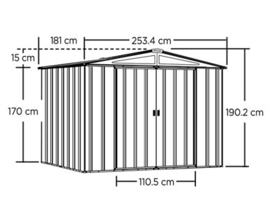 Image showing Arrow 8 ft. x 8 ft. x 6 ft. Outdoor Steel Metal Shed, Green
