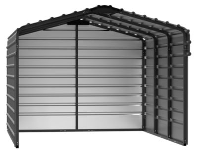 Arrow 10 ft. x 15 ft. x 7 ft. 3-Sided Carport, Charcoal