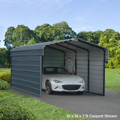 Image showing  10 ft. x 15 ft. x 9 ft. 3-Sided Carport, Charcoal