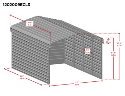 Image showing  12 ft. x 20 ft. x 9 ft. 3-Sided Carport, Charcoal