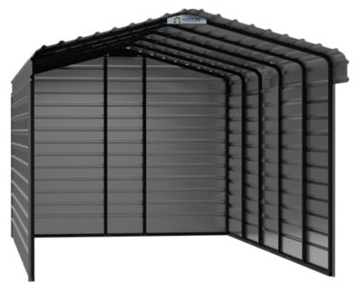 Arrow 12 ft. x 24 ft. x 9 ft. 3-Sided Carport, Charcoal