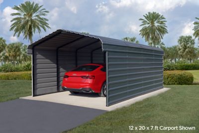Image showing  12 ft. x 24 ft. x 9 ft. 3-Sided Carport, Charcoal