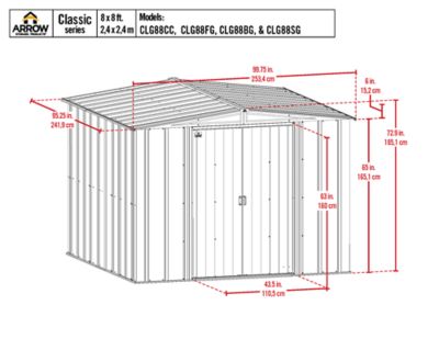 Image showing  8 x 8 x 6 ft. Outdoor Steel Shed, Gray