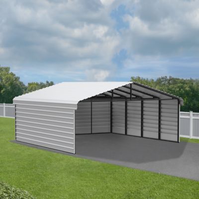 Image showing  20 ft. x 20 ft. x 7 ft. 3-Sided Carport, Eggshell