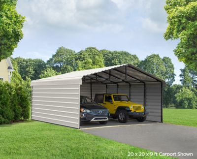 Image showing  20 ft. x 24 ft. x 9 ft. 3-Sided Carport, Eggshell