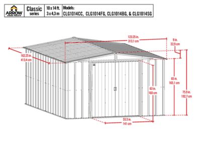 Image showing  10 x 14 x 6 ft. Outdoor Steel Shed, Green