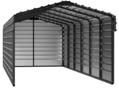 Arrow 10 ft. x 29 ft. x 7 ft. 3-Sided Carport, Charcoal