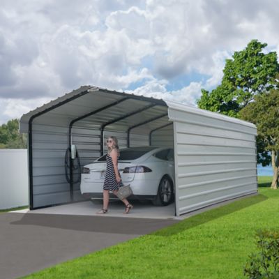 Image showing  12 ft. x 20 ft. x 7 ft. 3-Sided Carport, Eggshell