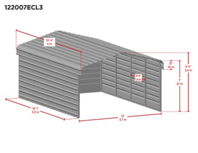 Image showing  12 ft. x 20 ft. x 7 ft. 3-Sided Carport, Eggshell