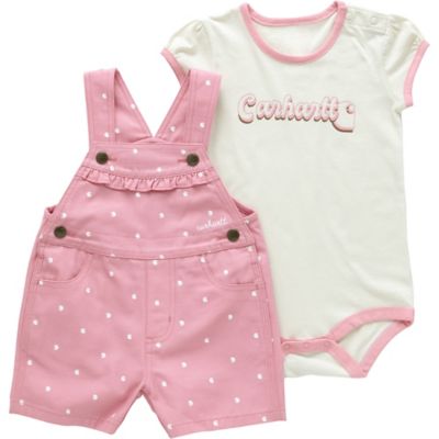 Carhartt Girls' Short-Sleeve Bodysuit and Canvas Shortall Set