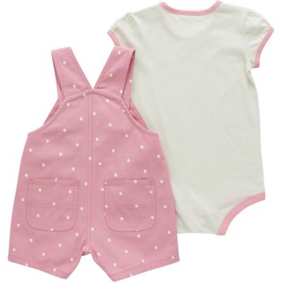 Image showing  Girls' Short-Sleeve Bodysuit and Canvas Shortall Set