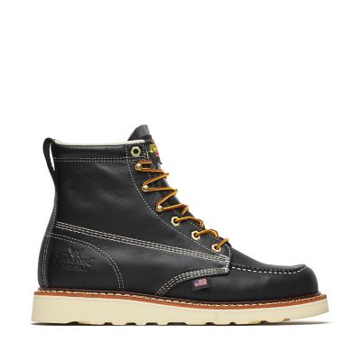 Image showing 3 th Thorogood Men's American Heritage Black Moc Toe Boots, Maxwear Wedge, 6 in.
