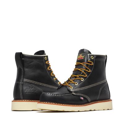 Image showing 2 th Thorogood Men's American Heritage Black Moc Toe Boots, Maxwear Wedge, 6 in.