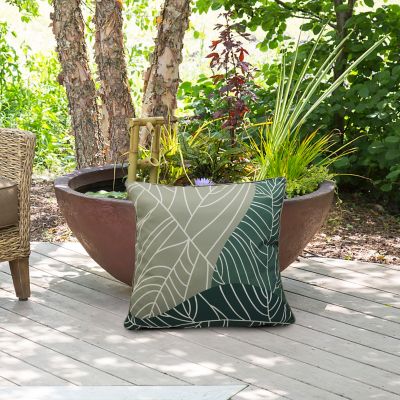 Outdoor Decor by Commonwealth Leaf Print Large Pillow 24 x 24 in Sage