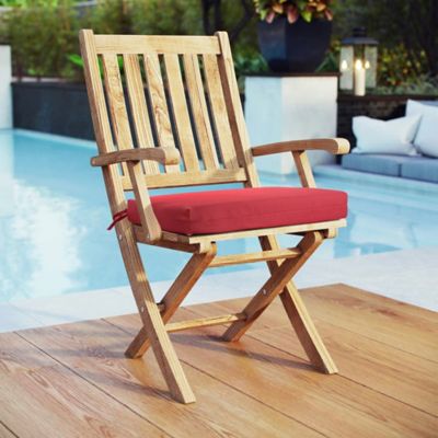 Outdoor Decor by Commonwealth Solid Olefin Textured Arm Chair Cushion 18 x 19 in Red
