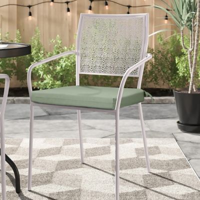 Outdoor Decor by Commonwealth Solid Olefin Textured Arm Chair Cushion 18 x 19 in Sage