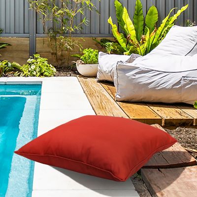 Outdoor Decor by Commonwealth Solid Olefin Textured Large Pillow 24 x 24 in Red