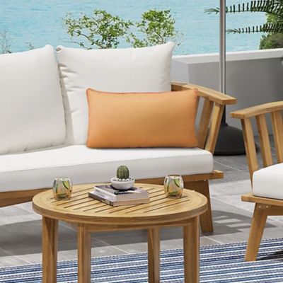 Outdoor Decor by Commonwealth Solid Olefin Textured Lumbar Pillow 14 x 26 in Mustard