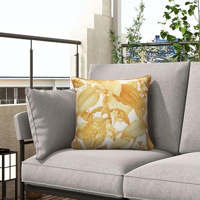 Outdoor Decor by Commonwealth Yellow Plant Print Pillow 18 x 18 in Multi