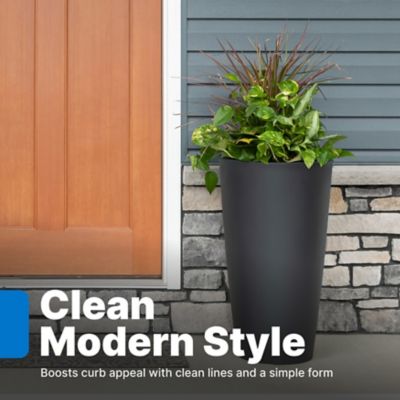 Image showing  20 qt. Tremont Round Tapered Planter, Onyx Black