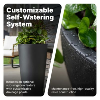 Image showing  20 qt. Tremont Round Tapered Planter, Onyx Black
