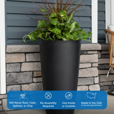 Image showing  20 qt. Tremont Round Tapered Planter, Onyx Black