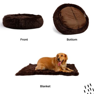 Image showing  Donut Shag Dog/Cat Bed & Blanket, 2 pc. Set