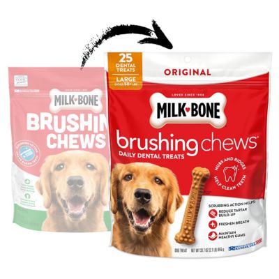 Image showing  Brushing Chews Dog Dental Chews, Large Bag, 33.7 oz.