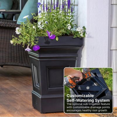 Image showing  26 qt. Atherton Planter Onyx Black Planter