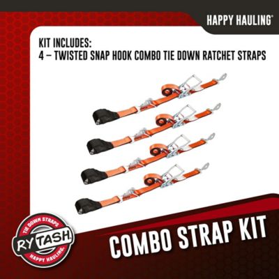 Image showing  2 in. x 114 in. Combo Tie Down Ratchet Straps with Twisted Snap Hooks, 3,330 lb. Working Load Limit, 4 Pack