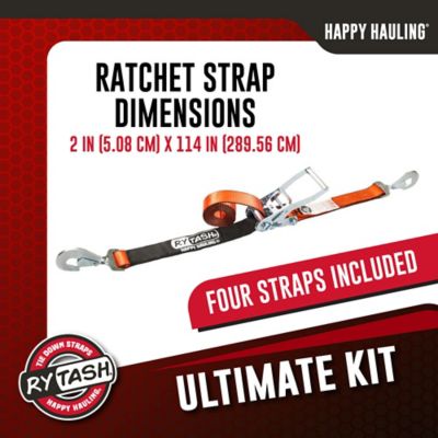 Image showing  Ultimate Tie Down Kit, (4) 2 in. x 24 in. & (4) 2 in. x 36 in. Axle Straps, (4) 2 in. x 114 in. Twisted Snap Hook Straps