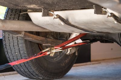 Image showing  2 in. x 24 in. Commercial-Grade Tie Down Axle Strap with D-Rings and Protective Sleeve, 10,000 lb., 4-Pack