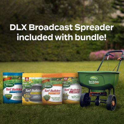 Image showing 7 th Scotts Turf Builder 12,000 sq. ft. Bundle for Large Northern Lawns, EdgeGuard DLX Broadcast Spreader Included