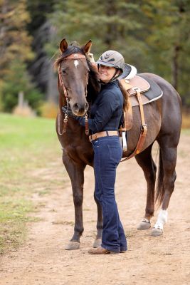 Image showing  Women's Stretch Denim Silicone Knee Patch Bootcut Riding Jeans