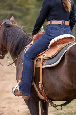 Image showing  Women's Stretch Denim Silicone Knee Patch Bootcut Riding Jeans, Tall