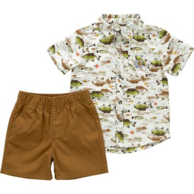 Image showing  Kids Short-Sleeve Print Shirt and Canvas Short Set